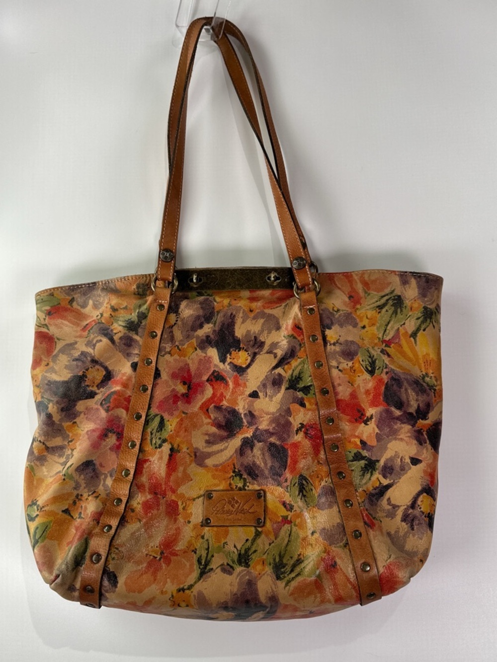 Patricia Nash Benvenuto Tote Studded Floral Leather Spring Multi Large - Picture 7 of 15
